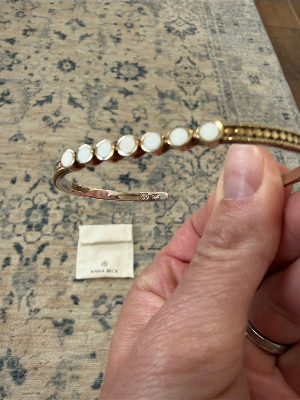 Anna Beck Gold and White Beaded Stacking Cuff Bangle Bracelet - Picture 3 of 4